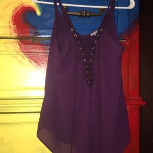 Purple low cut tie shirt